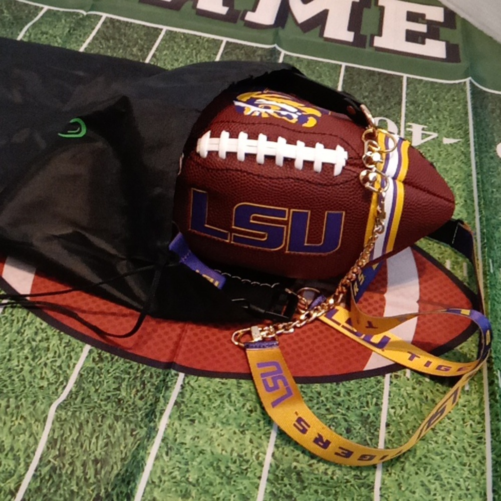 LIMITED EDITION HANDMADE Football Purse NCAA COLLEGE (LSU TIGERS) 🏈 - Picture 16 of 17